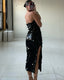 LIFE OF THE PARTY MIDI DRESS - BLACK